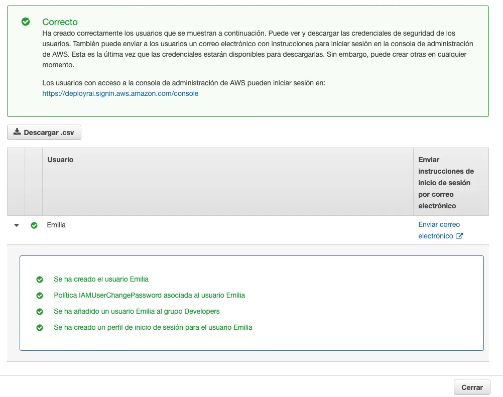 Final screen of the AWS Access Control tutorial