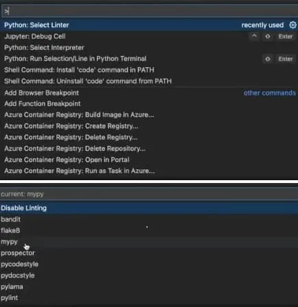 Select MyPy in VSCode