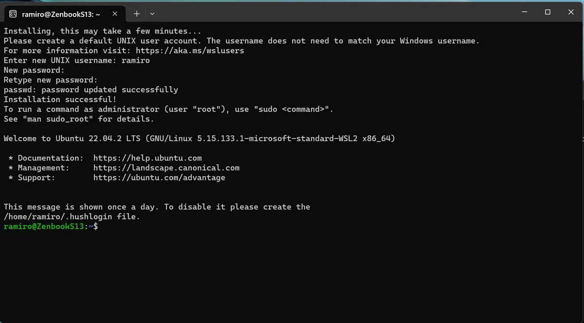 Set WSL password